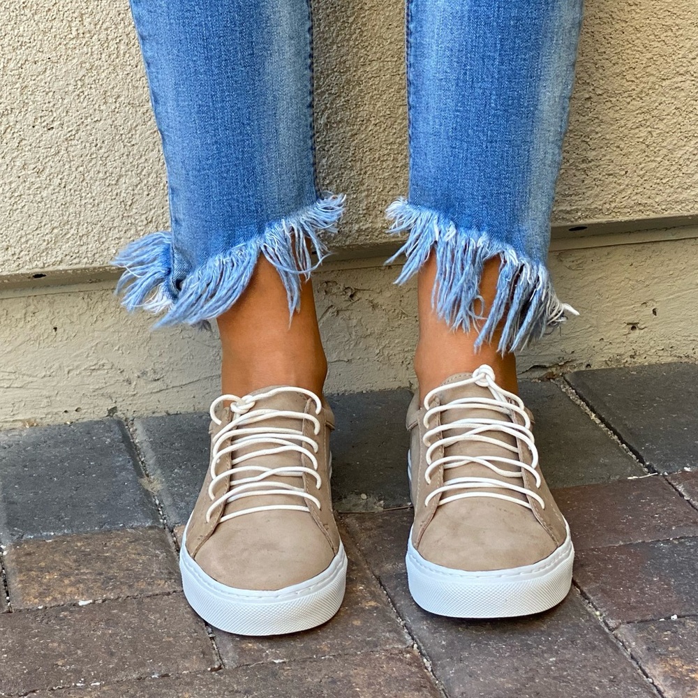 Anthropologie Distressed Leather Lace Sneakers - Picture 2 of 7